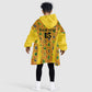 Custom Ghana Football Kid Wearable Blanket Hoodie Yellow Adinkra Pattern - African Pride