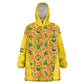 Custom Ghana Football Kid Wearable Blanket Hoodie Yellow Adinkra Pattern - African Pride