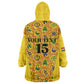 Custom Ghana Football Kid Wearable Blanket Hoodie Yellow Adinkra Pattern - African Pride