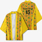 Custom Ghana Football Kimono Yellow Adinkra Pattern - African Pride