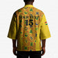 Custom Ghana Football Kimono Yellow Adinkra Pattern - African Pride