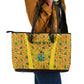Custom Ghana Football Leather Tote Bag Yellow Adinkra Pattern - African Pride
