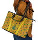 Custom Ghana Football Leather Tote Bag Yellow Adinkra Pattern - African Pride