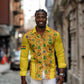 Custom Ghana Football Long Sleeve Button Shirt Yellow Adinkra Pattern - African Pride