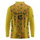 Custom Ghana Football Long Sleeve Polo Shirt Yellow Adinkra Pattern - African Pride