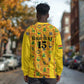 Custom Ghana Football Long Sleeve Shirt Yellow Adinkra Pattern - African Pride