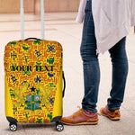 Custom Ghana Football Luggage Cover Yellow Adinkra Pattern - African Pride