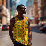 Custom Ghana Football Men Tank Top Yellow Adinkra Pattern - African Pride