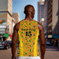 Custom Ghana Football Men Tank Top Yellow Adinkra Pattern - African Pride