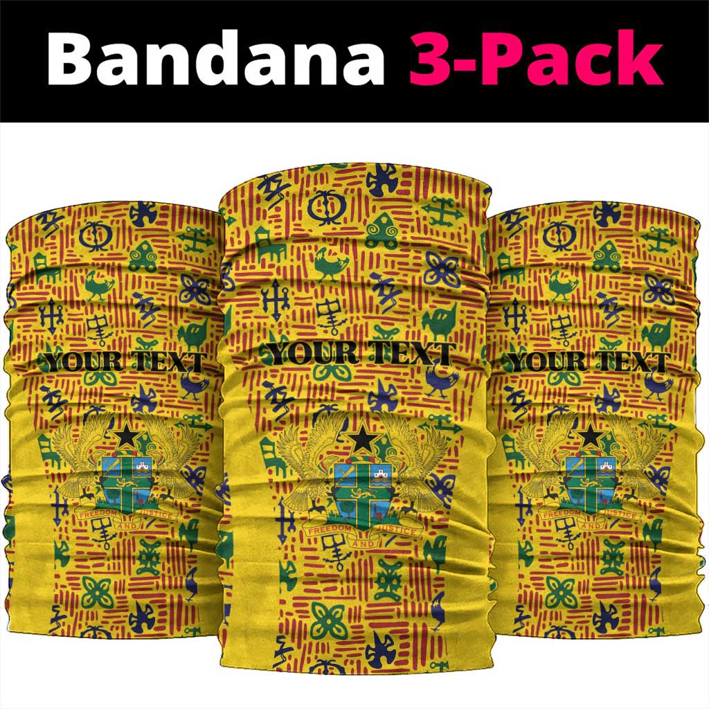Custom Ghana Football Neck Gaiter Yellow Adinkra Pattern - African Pride