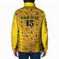 Custom Ghana Football Padded Jacket Yellow Adinkra Pattern - African Pride