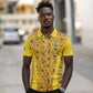 Custom Ghana Football Polo Shirt Yellow Adinkra Pattern - African Pride