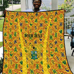 Custom Ghana Football Quilt Yellow Adinkra Pattern - African Pride