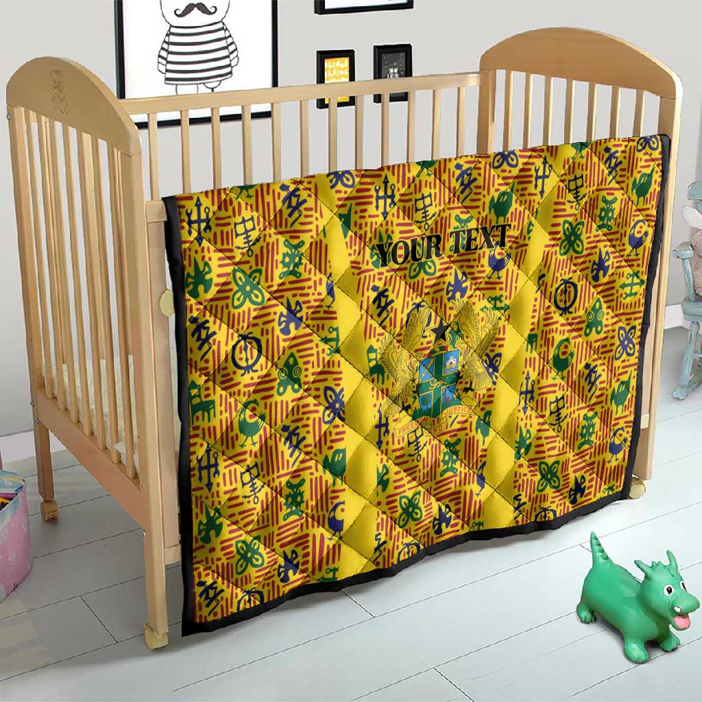 Custom Ghana Football Quilt Yellow Adinkra Pattern - African Pride