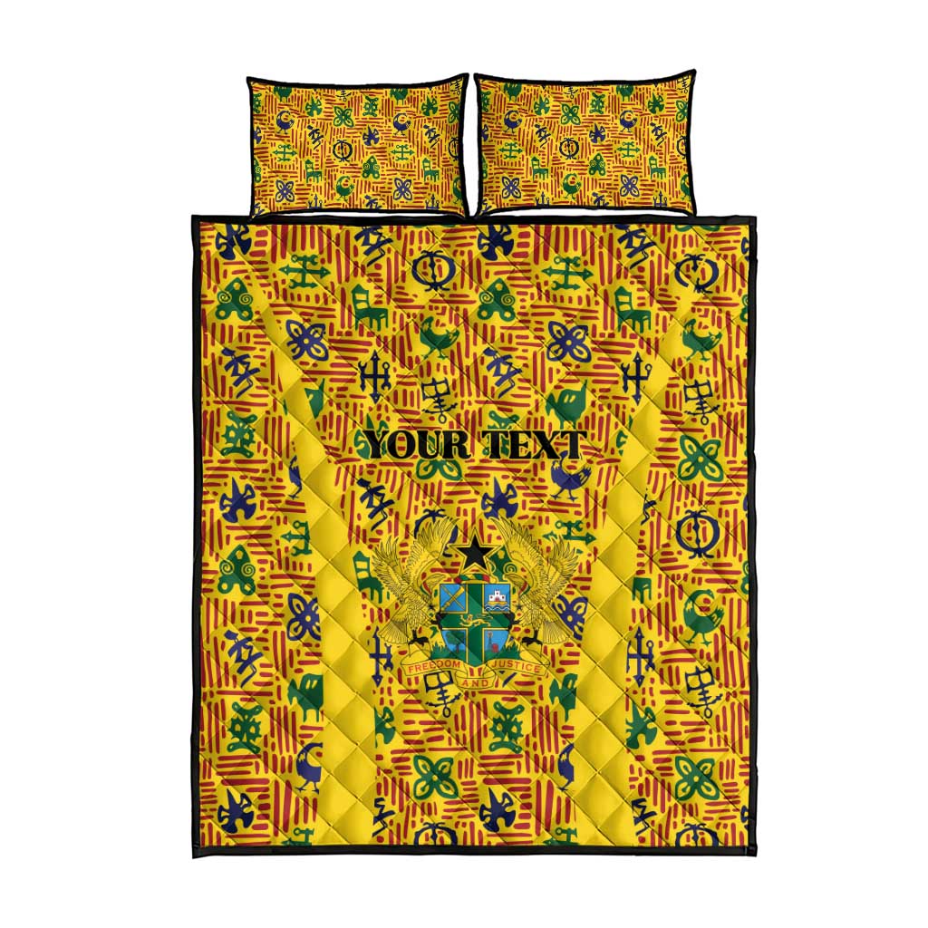 Custom Ghana Football Quilt Bed Set Yellow Adinkra Pattern - African Pride
