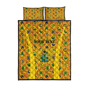Custom Ghana Football Quilt Bed Set Yellow Adinkra Pattern - African Pride