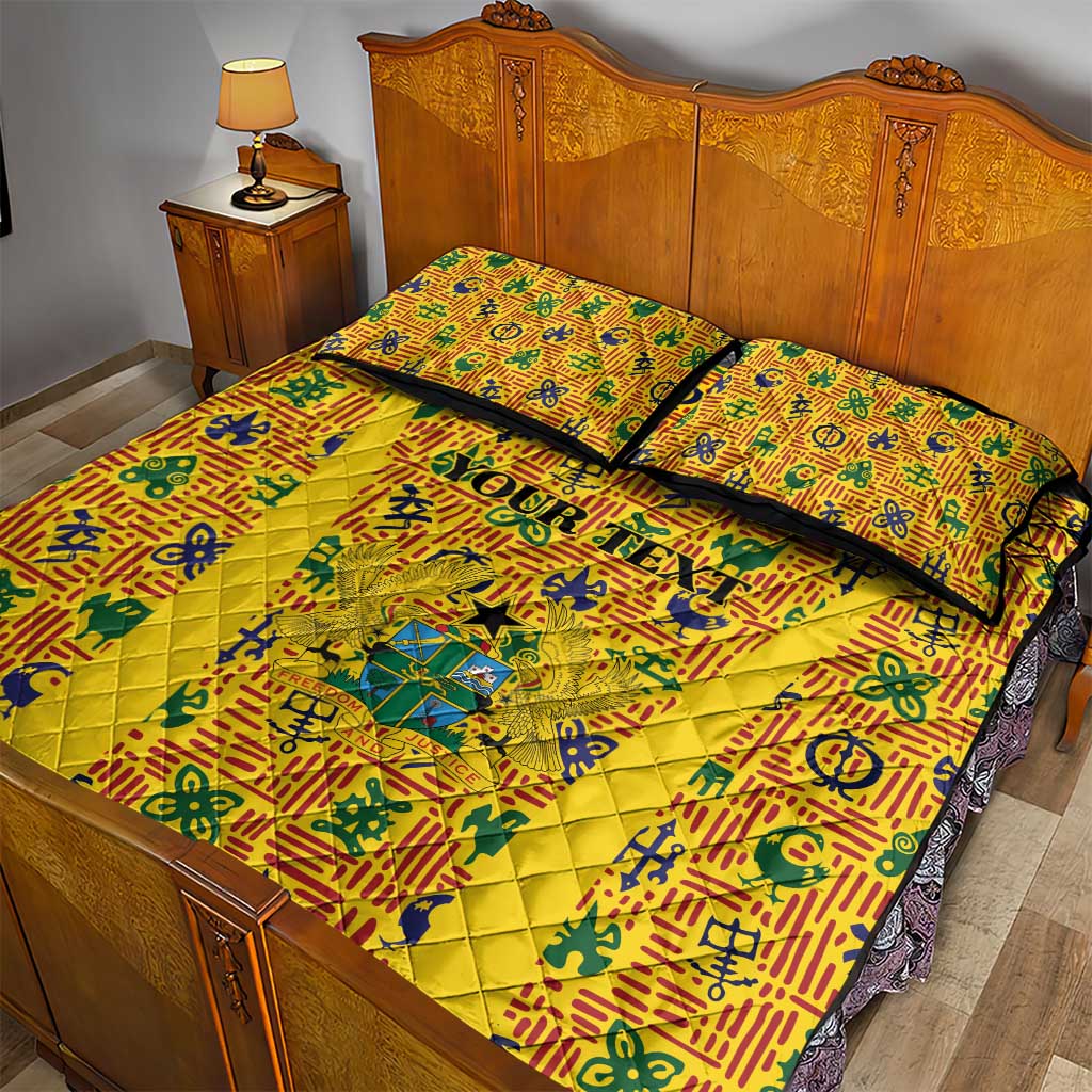 Custom Ghana Football Quilt Bed Set Yellow Adinkra Pattern - African Pride