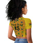 Custom Ghana Football Raglan Cropped T shirt Yellow Adinkra Pattern - African Pride