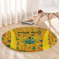 Custom Ghana Football Round Carpet Yellow Adinkra Pattern - African Pride