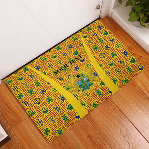 Custom Ghana Football Rubber Doormat Yellow Adinkra Pattern - African Pride