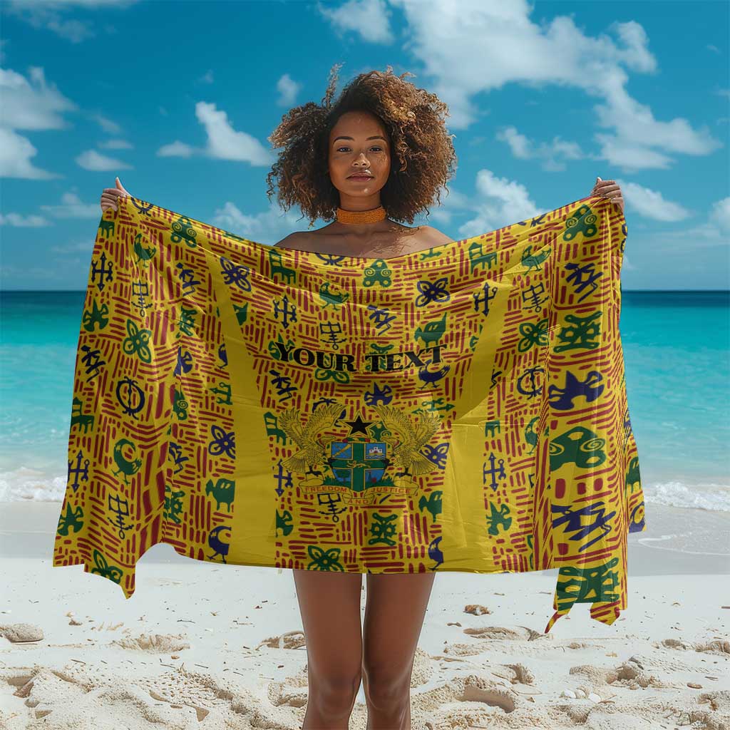 Custom Ghana Football Sarong Yellow Adinkra Pattern - African Pride
