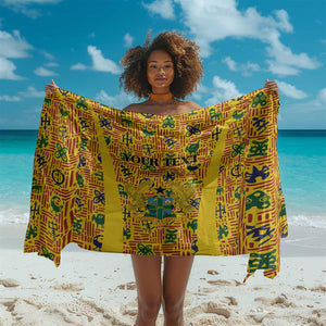 Custom Ghana Football Sarong Yellow Adinkra Pattern - African Pride