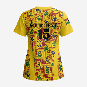 Custom Ghana Football Scrub Top Yellow Adinkra Pattern - African Pride