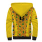 Custom Ghana Football Sherpa Hoodie Yellow Adinkra Pattern - African Pride