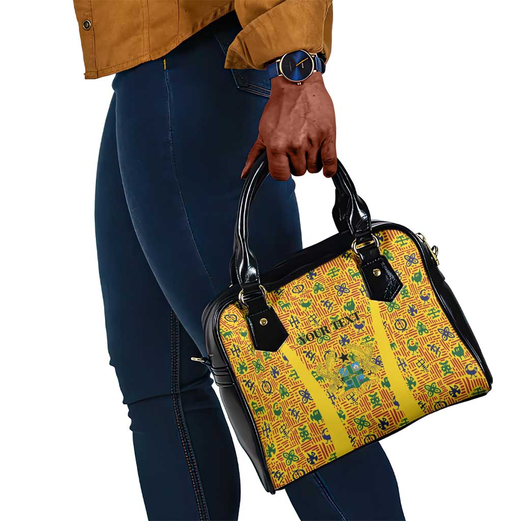 Custom Ghana Football Shoulder Handbag Yellow Adinkra Pattern - African Pride
