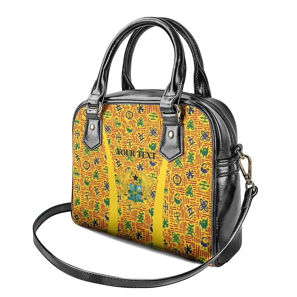 Custom Ghana Football Shoulder Handbag Yellow Adinkra Pattern - African Pride