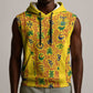 Custom Ghana Football Sleeveless Hoodie Yellow Adinkra Pattern - African Pride