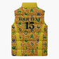 Custom Ghana Football Sleeveless Puffer Jacket Yellow Adinkra Pattern - African Pride