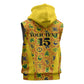 Custom Ghana Football Sleeveless Zip Hoodie Yellow Adinkra Pattern - African Pride