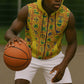 Custom Ghana Football Sleeveless Zip Hoodie Yellow Adinkra Pattern - African Pride