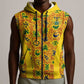 Custom Ghana Football Sleeveless Zip Hoodie Yellow Adinkra Pattern - African Pride