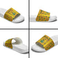 Custom Ghana Football Slide Sandals Yellow Adinkra Pattern - African Pride