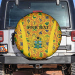 Custom Ghana Football Spare Tire Cover Yellow Adinkra Pattern - African Pride
