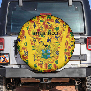 Custom Ghana Football Spare Tire Cover Yellow Adinkra Pattern - African Pride