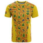Custom Ghana Football T shirt Yellow Adinkra Pattern - African Pride