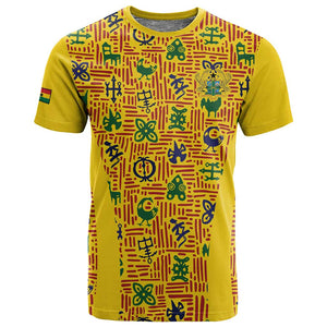 Custom Ghana Football T shirt Yellow Adinkra Pattern - African Pride