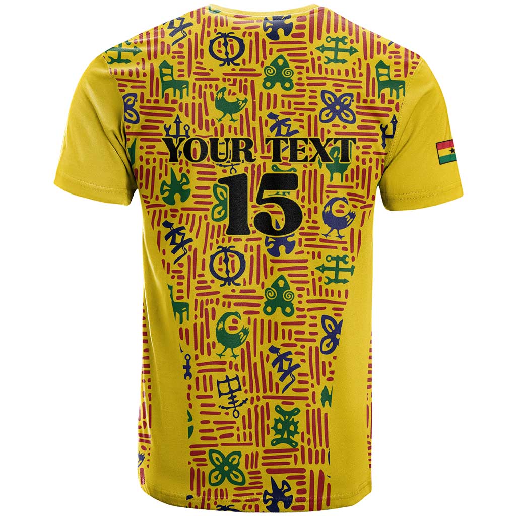 Custom Ghana Football T shirt Yellow Adinkra Pattern - African Pride