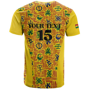 Custom Ghana Football T shirt Yellow Adinkra Pattern - African Pride