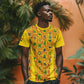 Custom Ghana Football T shirt Yellow Adinkra Pattern - African Pride
