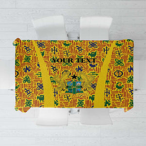 Custom Ghana Football Tablecloth Yellow Adinkra Pattern - African Pride