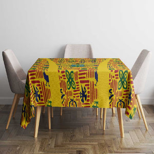 Custom Ghana Football Tablecloth Yellow Adinkra Pattern - African Pride