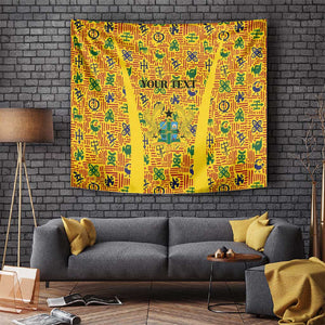 Custom Ghana Football Tapestry Yellow Adinkra Pattern - African Pride