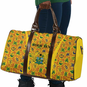 Custom Ghana Football Travel Bag Yellow Adinkra Pattern - African Pride