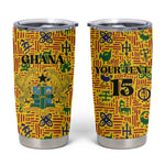 Custom Ghana Football Tumbler Cup Yellow Adinkra Pattern - African Pride