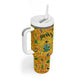 Custom Ghana Football Tumbler With Handle Yellow Adinkra Pattern - African Pride