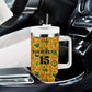 Custom Ghana Football Tumbler With Handle Yellow Adinkra Pattern - African Pride